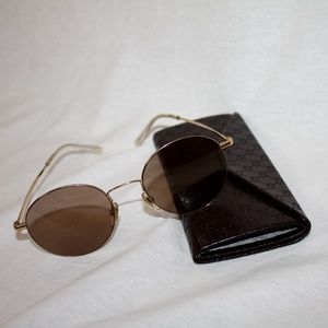 Gucci Round Gold Metal Sunglasses